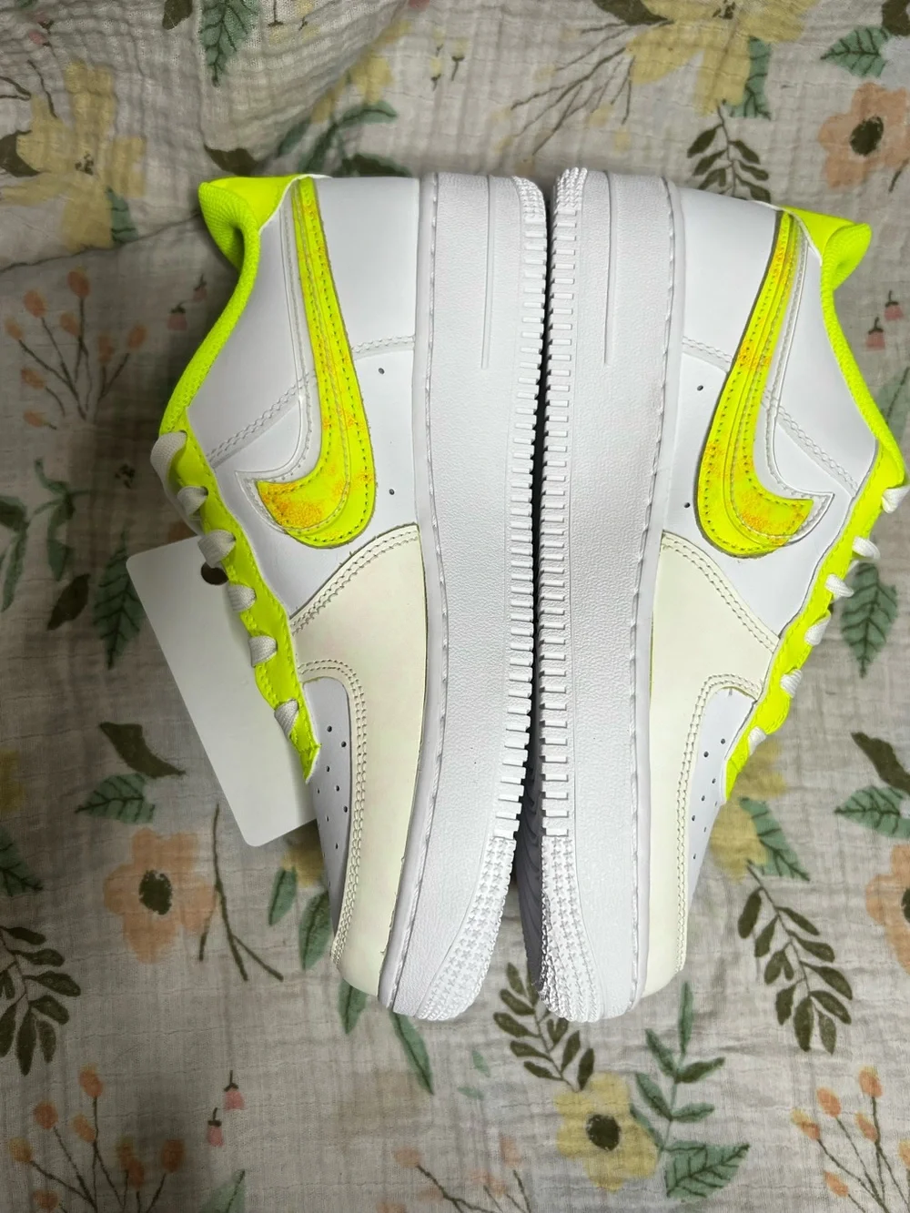Nike Air Force 1 LV8 Neon Yellow and White Shoes